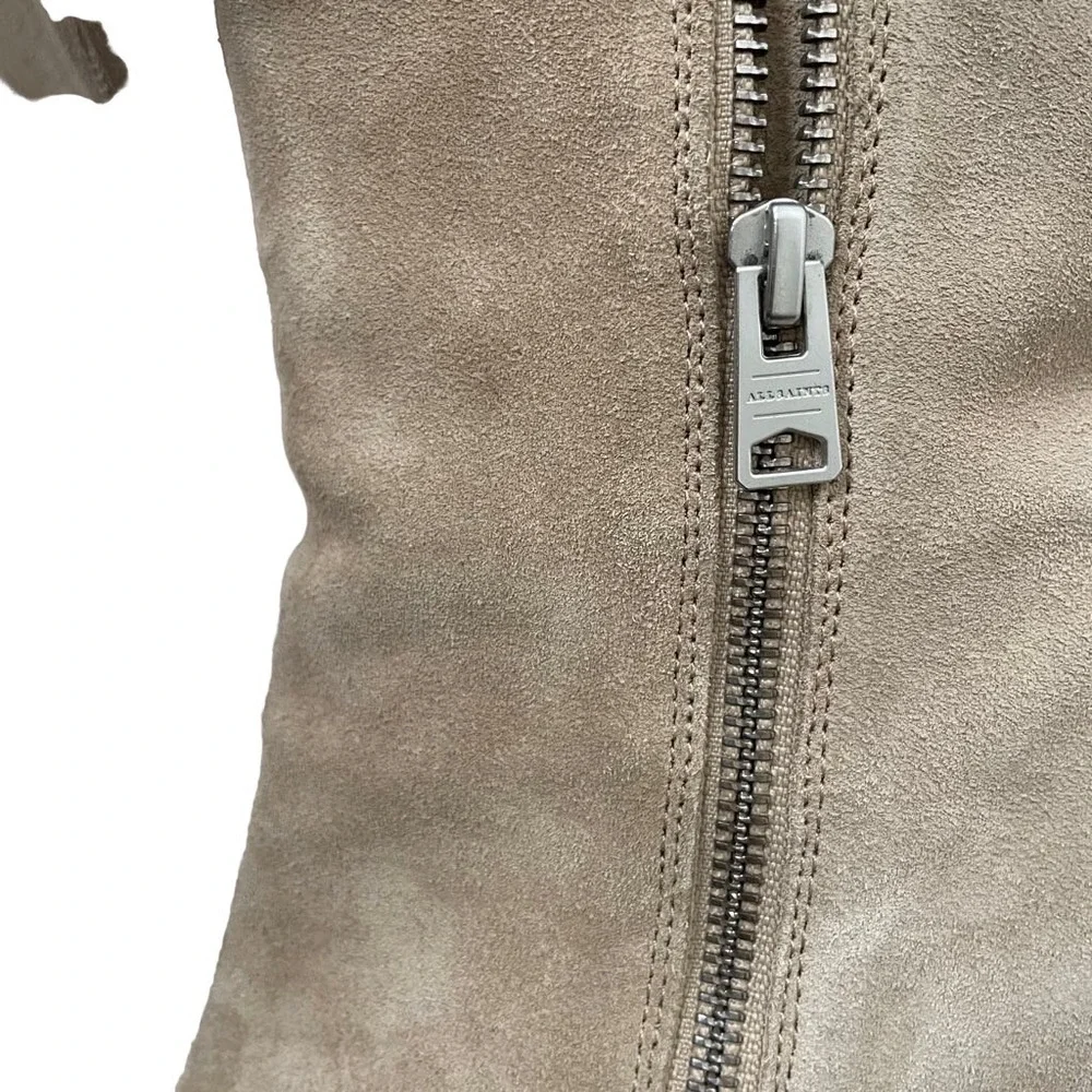 AllSaints OFF‎ WHITE Taupe SUEDE ROKA BOOTIES 40Euro/ 9USA